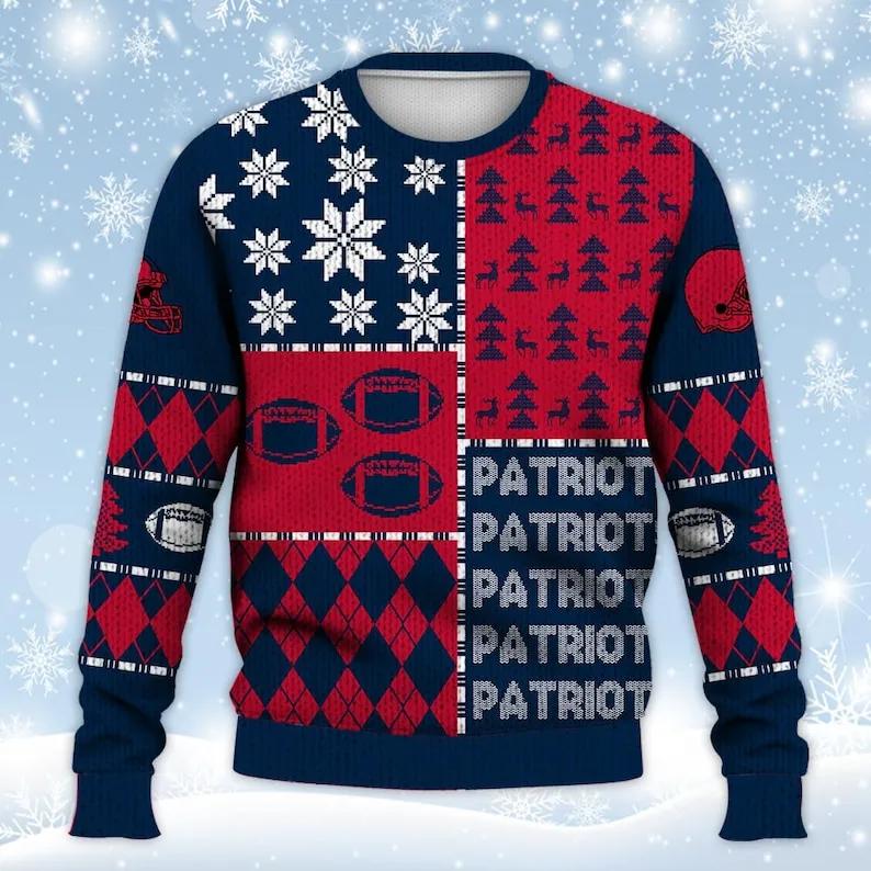 New England Patriots Ugly Sweater Christmas, NFL Christmas Sweater Moonbestprint