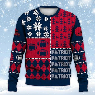 New England Patriots Ugly Sweater Christmas, NFL Christmas Sweater Moonbestprint