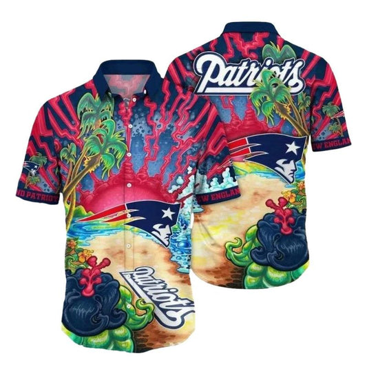 New England Patriots Volcanic Victory Patriots Island Heat Hawaiian Shirt - Moonbestprint