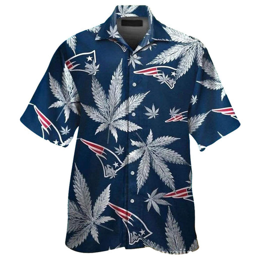 New England Patriots Weed Leaves Hawaiian Shirt - Moonbestprint