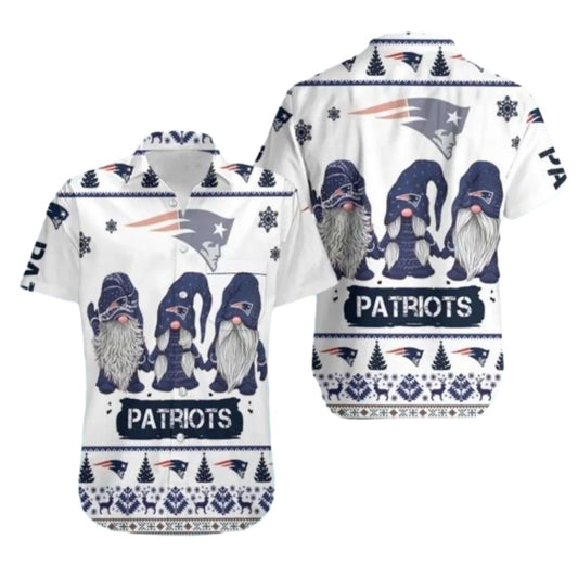 New England Patriots Winter Gnomes Hawaiian Shirt - Moonbestprint