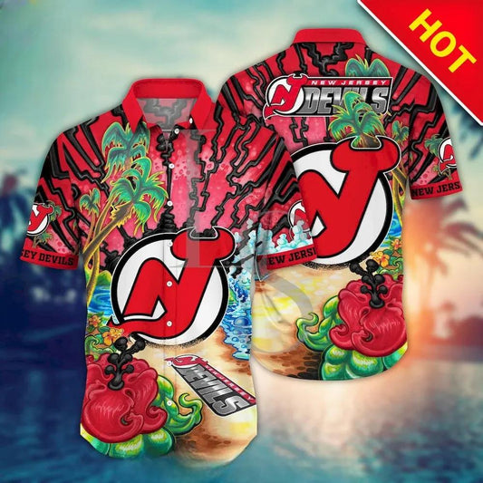 New Jersey Devils Aloha Island Hawaii Shirt, NHL Hawaiian Shirt Moonbestprint