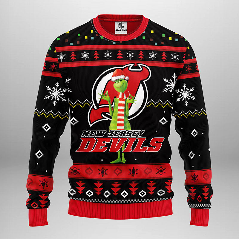 New Jersey Devils Funny Grinch Ugly Christmas Sweater Moonbestprint