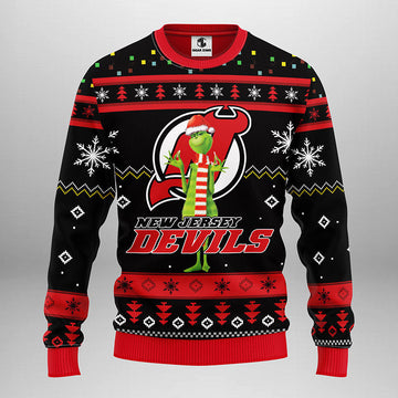 New Jersey Devils Funny Grinch Ugly Christmas Sweater Moonbestprint