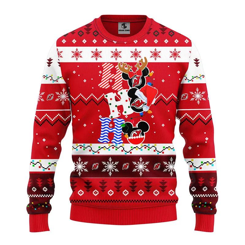New Jersey Devils Hohoho Ugly Christmas Sweater, NHL Christmas Sweater Moonbestprint