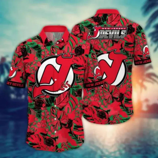New Jersey Devils NHL Hawaiian Shirt Coconut Water Aloha Shirt, NHL Hawaiian Shirt Moonbestprint