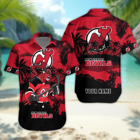 New Jersey Devils Personalized Hawaiian Shirt – Custom Name, NHL Hawaiian Shirt Moonbestprint