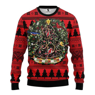 New Jersey Devils Tree Ball Ugly Christmas Sweater, NHL Christmas Sweater Moonbestprint