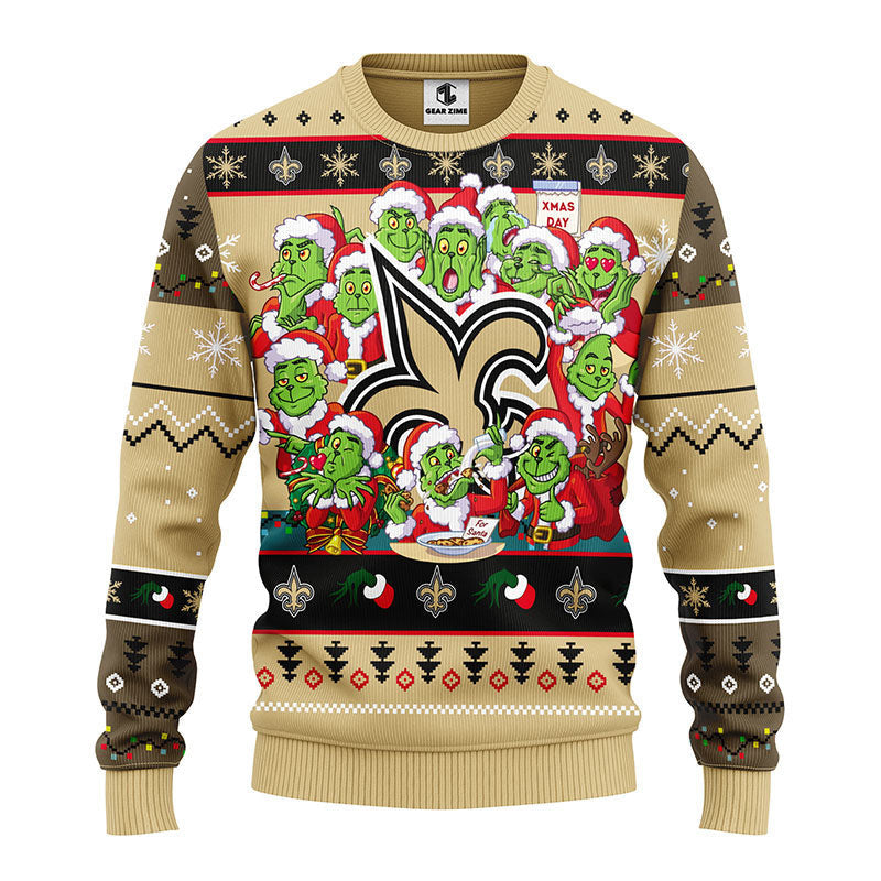 New Orleans Saints 12 Grinch Xmas Day Ugly Christmas Sweater Moonbestprint