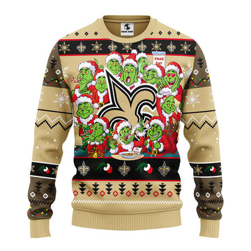New Orleans Saints 12 Grinch Xmas Day Ugly Christmas Sweater Moonbestprint