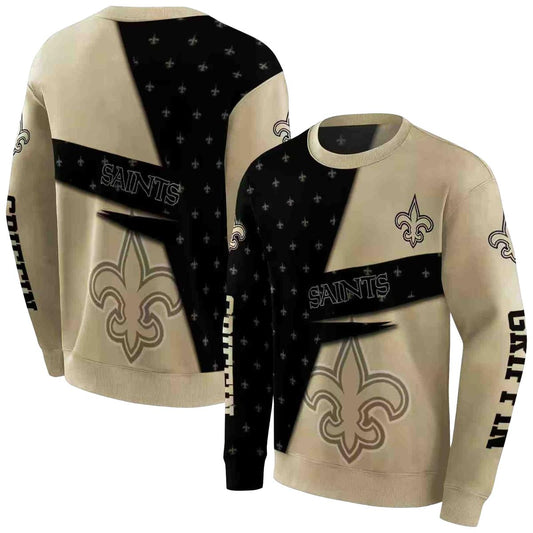 New Orleans Saints Abstract Shape Gold And Black AOP Sweatshirt - Moonbestprint