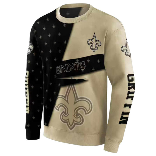 New Orleans Saints Abstract Shape Gold And Black AOP Sweatshirt - Moonbestprint