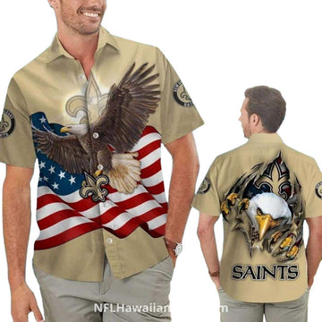 New Orleans Saints American Eagle Hawaiian Shirt - Moonbestprint