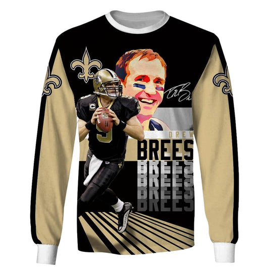 New Orleans Saints And Drew Brees Signature AOP Sweatshirt - Moonbestprint