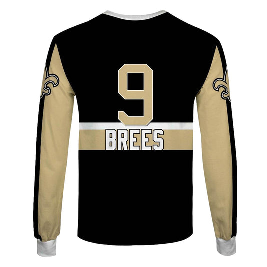 New Orleans Saints And Drew Brees Signature AOP Sweatshirt - Moonbestprint