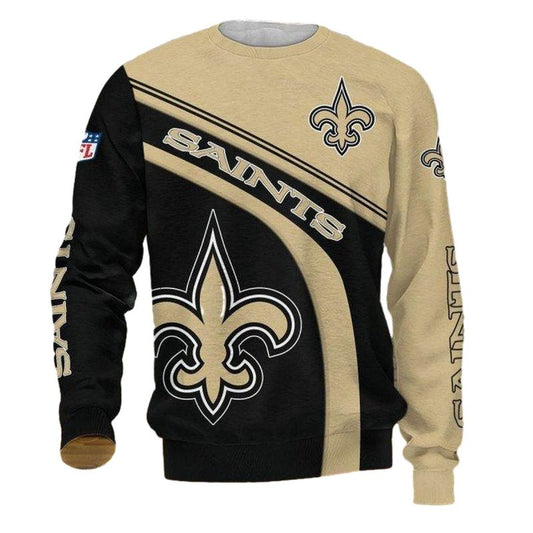 New Orleans Saints Black Golden Logo Right AOP Sweatshirt - Moonbestprint