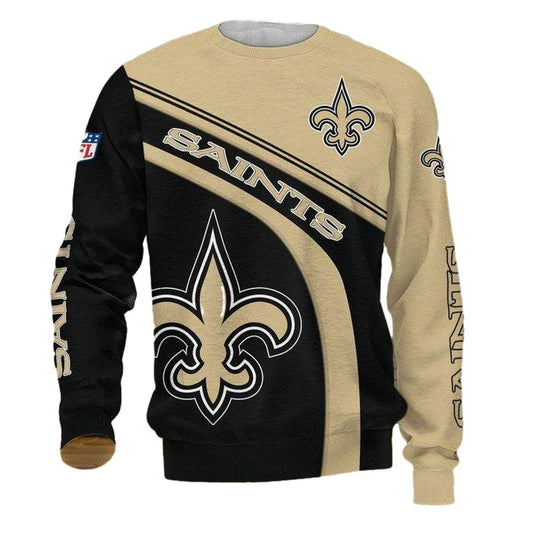 New Orleans Saints Black Golden Logo Right AOP Sweatshirt - Moonbestprint