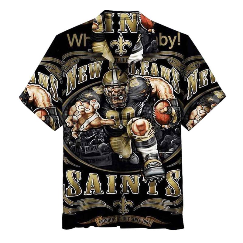 New Orleans Saints Black Player Running Hawaiian Shirt - Moonbestprint