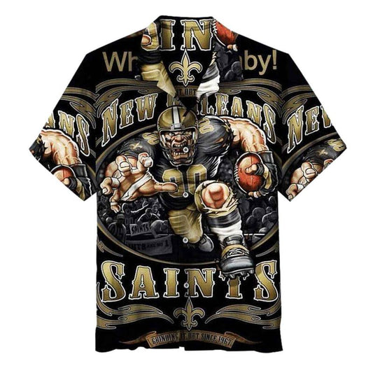 New Orleans Saints Black Player Running Hawaiian Shirt - Moonbestprint