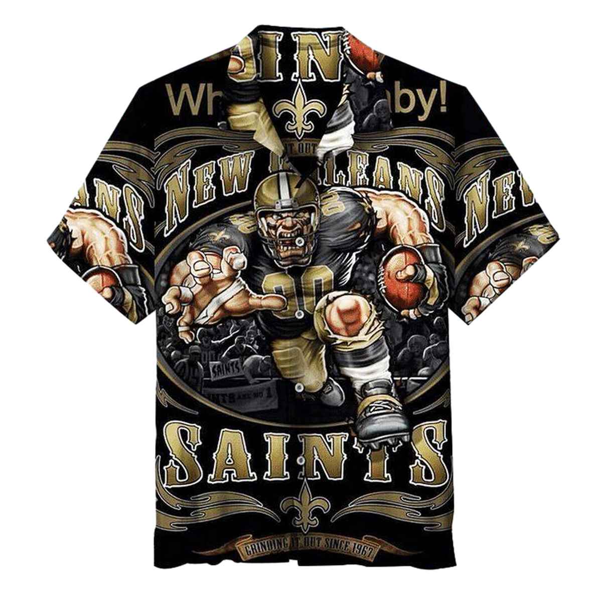 New Orleans Saints Black Player Running Hawaiian Shirt - Moonbestprint