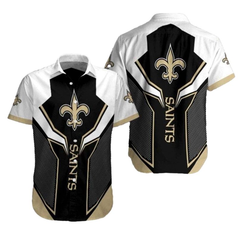 New Orleans Saints Bold Geometric Play Hawaiian Shirt - Moonbestprint