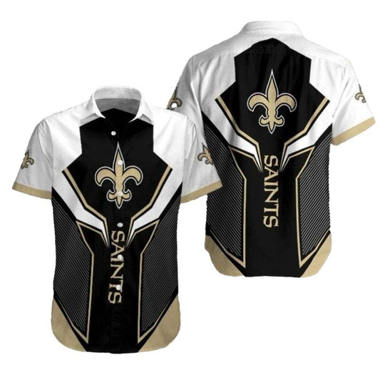 New Orleans Saints Bold Geometric Play Hawaiian Shirt - Moonbestprint