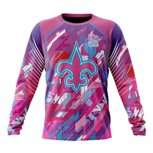 New Orleans Saints Breast Cancer AOP Sweatshirt - Moonbestprint