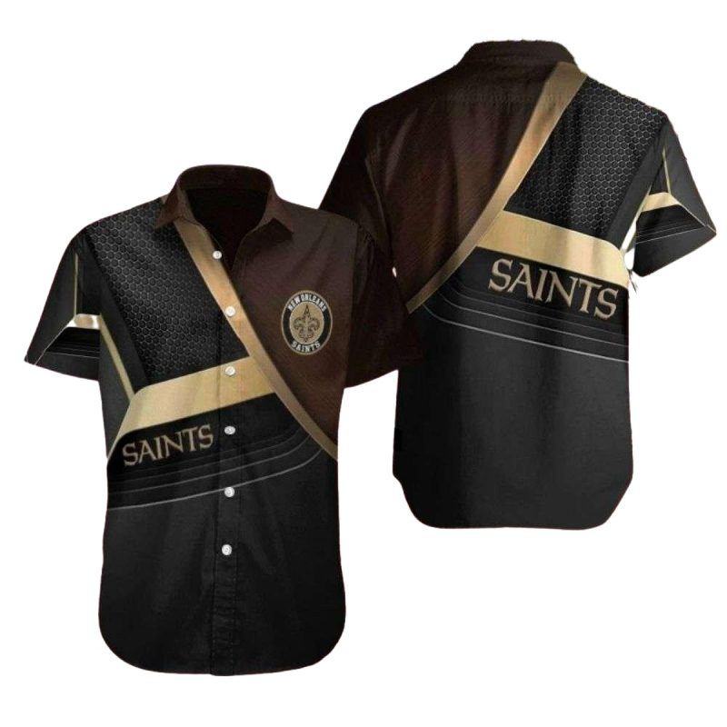 New Orleans Saints Brown And Black Verve Hawaiian Shirt - Moonbestprint