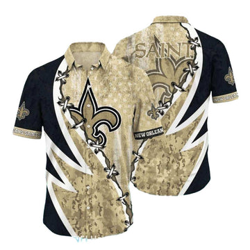 New Orleans Saints Camo Lightning Hawaiian Shirt Bold Game Day Look - Moonbestprint