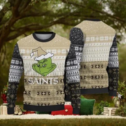 New Orleans Saints Christmas Grinch Ugly Christmas Sweaters, NFL Chritsmas Sweater Moonbestprint
