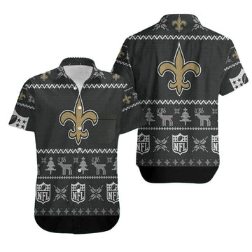 New Orleans Saints Christmas Pattern Hawaiian Shirt - Moonbestprint