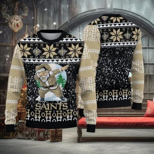 New Orleans Saints Christmas Santa Claus Ugly Christmas Sweater, NFL Chritsmas Sweater Moonbestprint