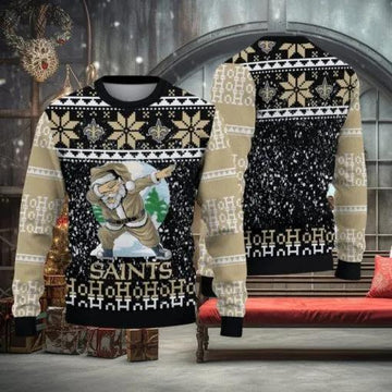 New Orleans Saints Christmas Santa Claus Ugly Christmas Sweater, NFL Chritsmas Sweater Moonbestprint