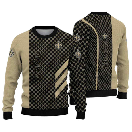 New Orleans Saints Circles Mesh Gold AOP Sweatshirt - Moonbestprint
