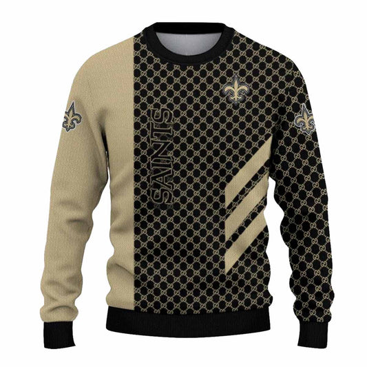 New Orleans Saints Circles Mesh Gold AOP Sweatshirt - Moonbestprint