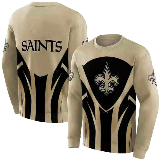 New Orleans Saints Concentric Lines Gold Black AOP Sweatshirt - Moonbestprint