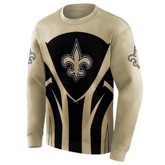 New Orleans Saints Concentric Lines Gold Black AOP Sweatshirt - Moonbestprint