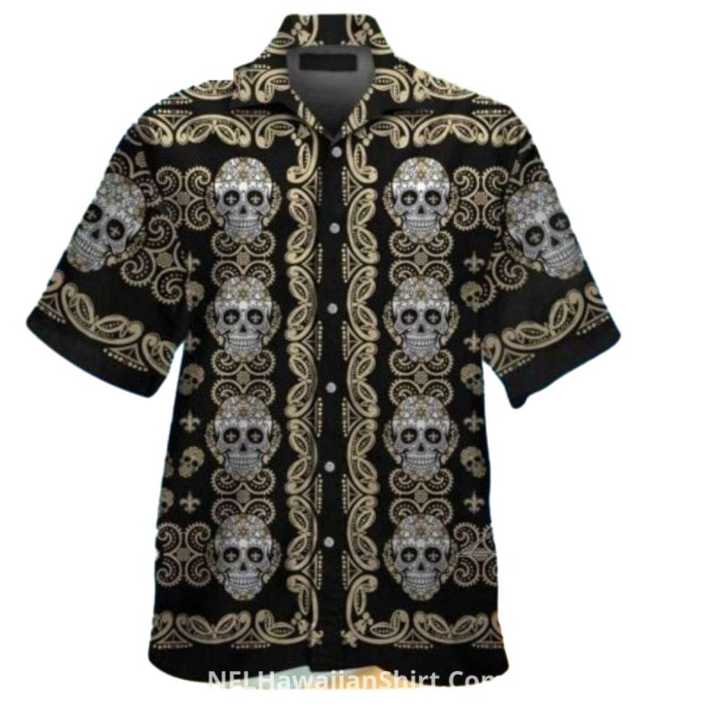 New Orleans Saints Day Of The Dead Skull Art Hawaiian Shirt - Moonbestprint