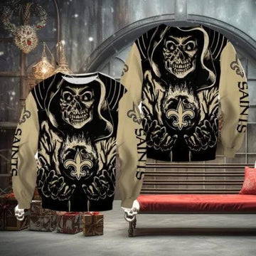 New Orleans Saints Death Ugly Christmas Sweater, NFL Chritsmas Sweater Moonbestprint