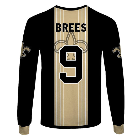 New Orleans Saints Drew Brees 9 Jersey With Signature AOP Sweatshirt - Moonbestprint