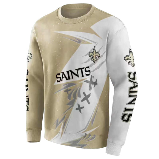 New Orleans Saints Dynamic Slash Gold White AOP Sweatshirt - Moonbestprint