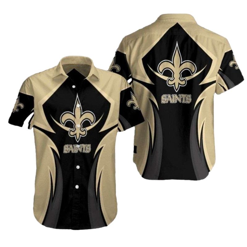 New Orleans Saints Elegant Gold Black Hawaiian Shirt - Moonbestprint