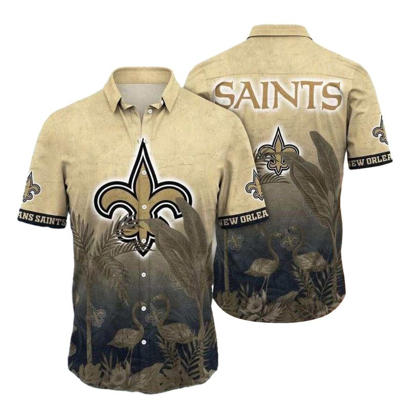 New Orleans Saints Faded Jungle Hawaiian Shirt - Moonbestprint