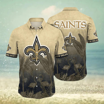 New Orleans Saints Flower Summer Hawaiian Shirt, NFL Hawaiian Shirt Moonbestprint