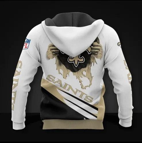 New Orleans Saints Football Busting Lose White And Black Pullover 3D Hoodie, NFL Hoodie Moonbestprint