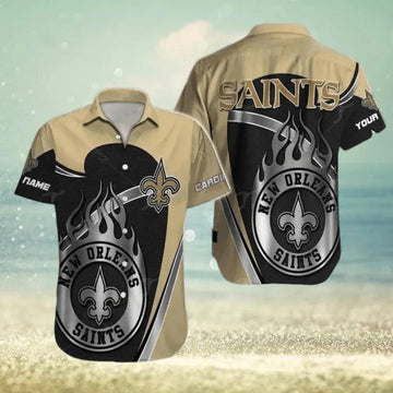 New Orleans Saints Football Custom Name Outfit Hawaiian Shirt 4, NFL Hawaiian Shirt Moonbestprint