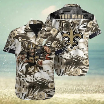 New Orleans Saints Football Custom Name Outfit Hawaiian Shirt 5, NFL Hawaiian Shirt Moonbestprint