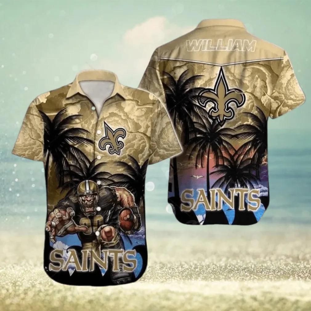New Orleans Saints Football Custom Name Outfit Hawaiian Shirt 2, NFL Hawaiian Shirt Moonbestprint