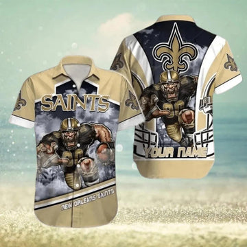New Orleans Saints Football Custom Name Print Hawaiian Shirt 2, NFL Hawaiian Shirt Moonbestprint