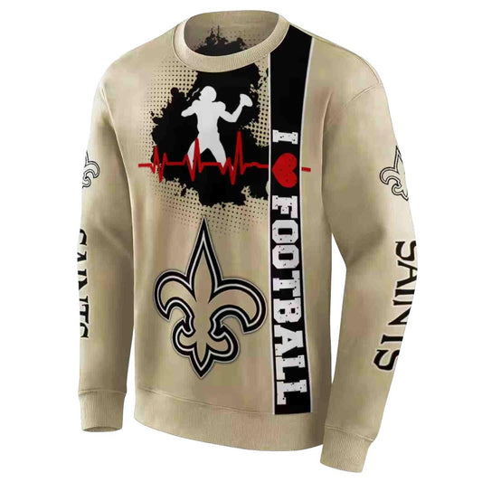 New Orleans Saints Football Heartbeat Gold AOP Sweatshirt - Moonbestprint